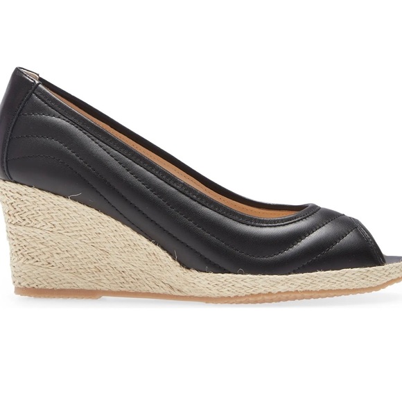 Ron White Ellary Espadrille Wedge Sandals | Quilted Leather  Heels | Size 8 US - Picture 3 of 11